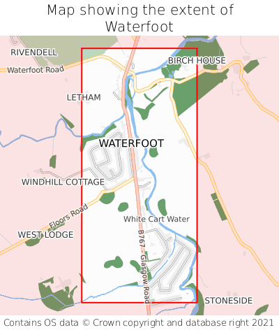 Map showing extent of Waterfoot as bounding box