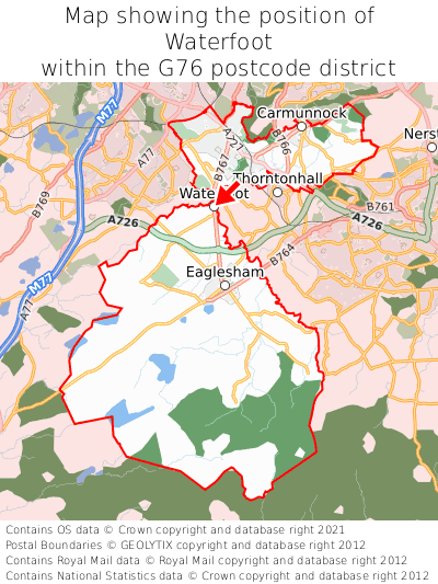 Map showing location of Waterfoot within G76