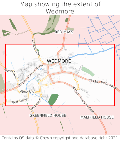 Map showing extent of Wedmore as bounding box