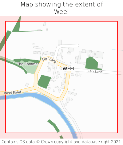 Map showing extent of Weel as bounding box