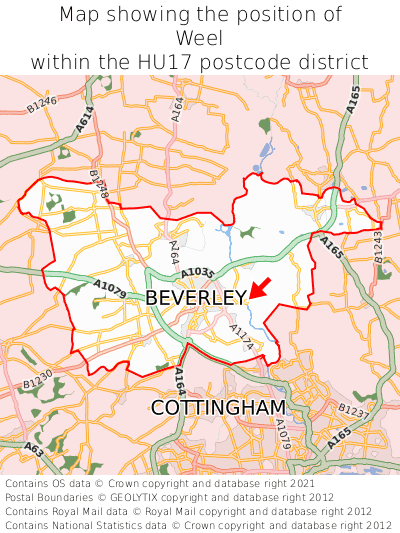 Map showing location of Weel within HU17