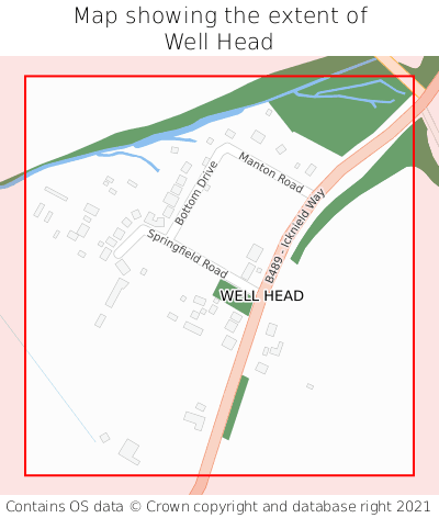 Map showing extent of Well Head as bounding box