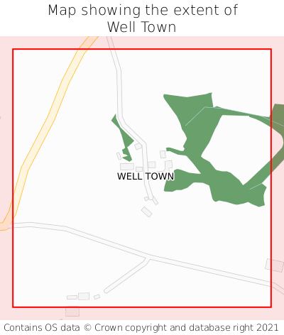 Map showing extent of Well Town as bounding box