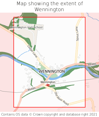 Map showing extent of Wennington as bounding box