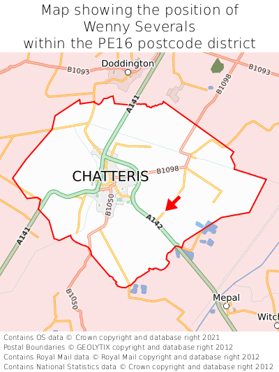 Map showing location of Wenny Severals within PE16