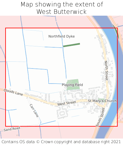 Map showing extent of West Butterwick as bounding box