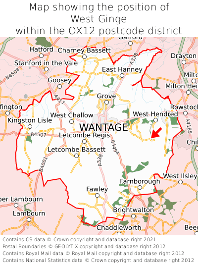 Map showing location of West Ginge within OX12