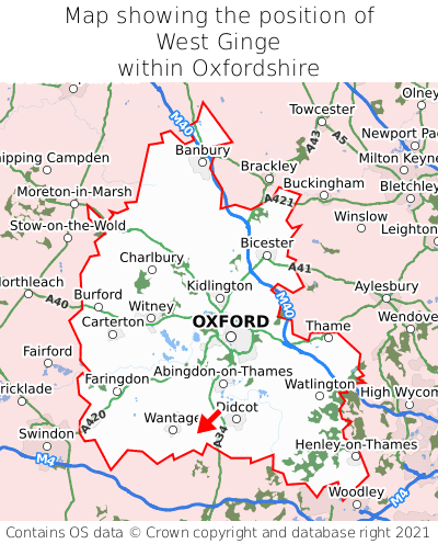 Map showing location of West Ginge within Oxfordshire