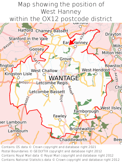 Map showing location of West Hanney within OX12