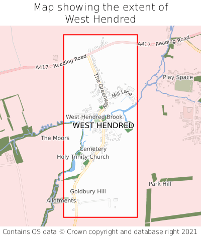 Map showing extent of West Hendred as bounding box