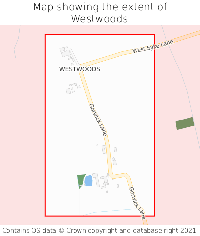 Map showing extent of Westwoods as bounding box