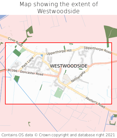 Map showing extent of Westwoodside as bounding box