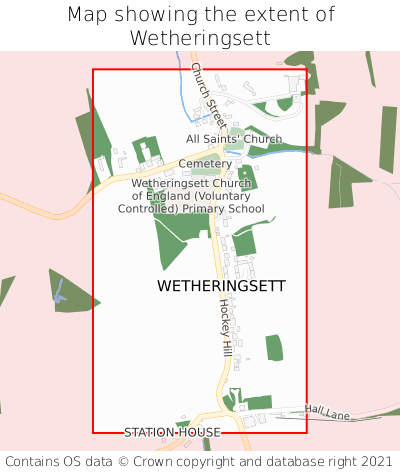 Map showing extent of Wetheringsett as bounding box