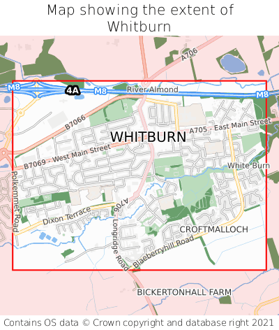 Map showing extent of Whitburn as bounding box