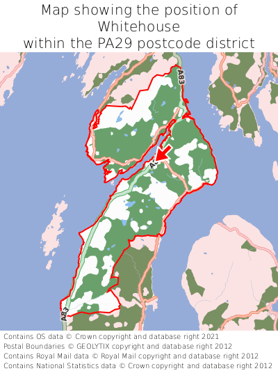 Map showing location of Whitehouse within PA29