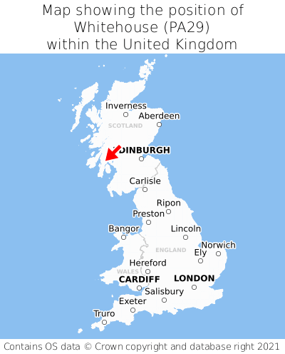 Map showing location of Whitehouse within the UK