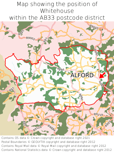 Map showing location of Whitehouse within AB33