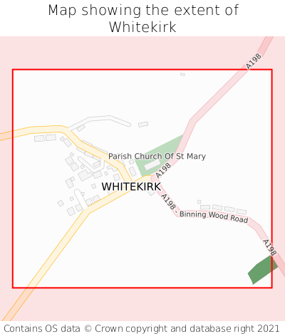 Map showing extent of Whitekirk as bounding box