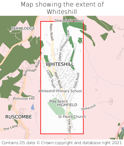 Map showing extent of Whiteshill as bounding box