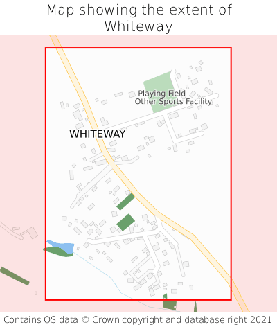 Map showing extent of Whiteway as bounding box