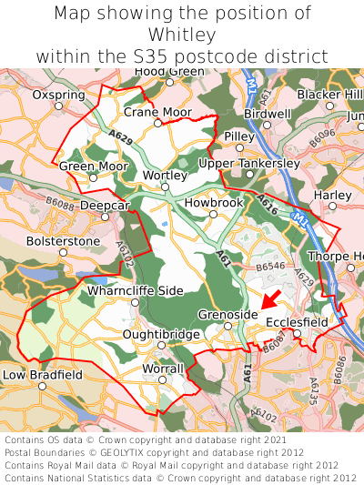 Map showing location of Whitley within S35