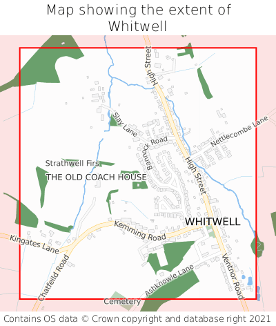 Map showing extent of Whitwell as bounding box