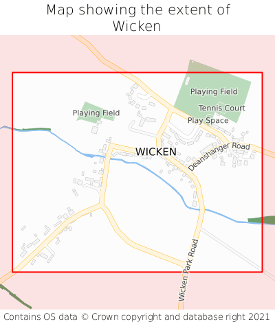 Map showing extent of Wicken as bounding box