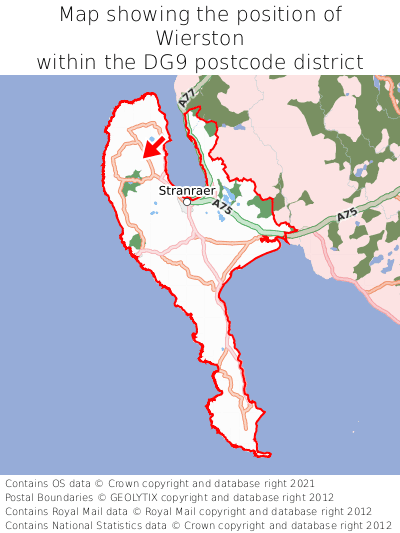 Map showing location of Wierston within DG9