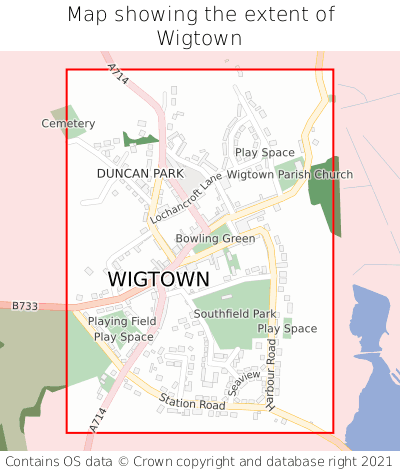 Map showing extent of Wigtown as bounding box