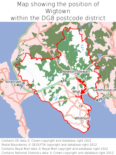 Map showing location of Wigtown within DG8