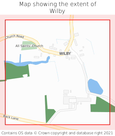 Map showing extent of Wilby as bounding box