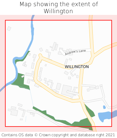 Map showing extent of Willington as bounding box