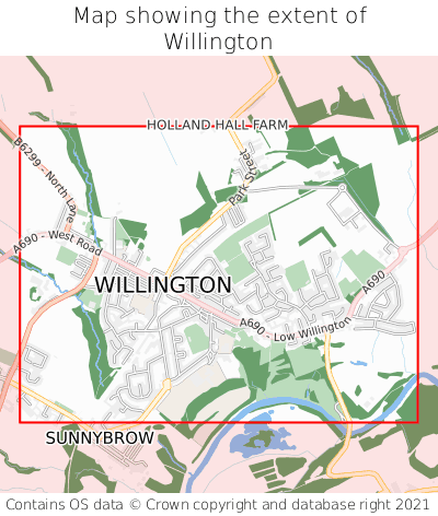 Map showing extent of Willington as bounding box