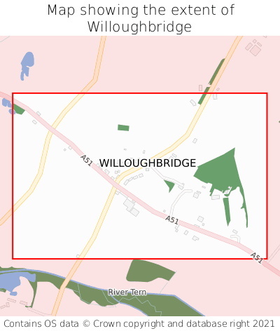 Map showing extent of Willoughbridge as bounding box