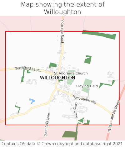 Map showing extent of Willoughton as bounding box