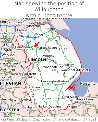 Map showing location of Willoughton within Lincolnshire