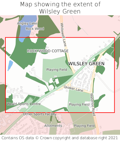 Map showing extent of Wilsley Green as bounding box