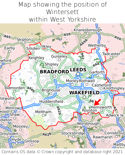 Map showing location of Wintersett within West Yorkshire