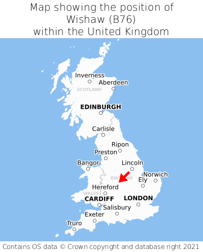 Map showing location of Wishaw within the UK