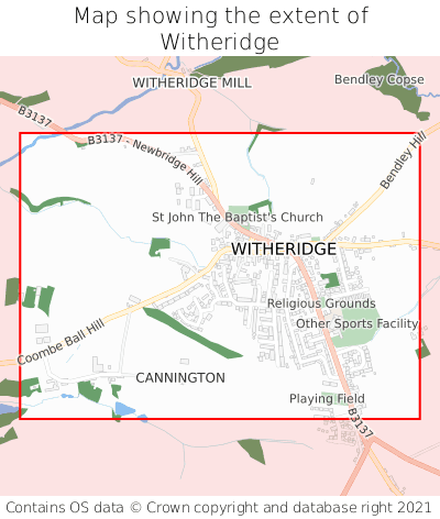 Map showing extent of Witheridge as bounding box