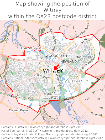 Witney Map Position In Ox28 000001 