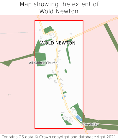 Map showing extent of Wold Newton as bounding box