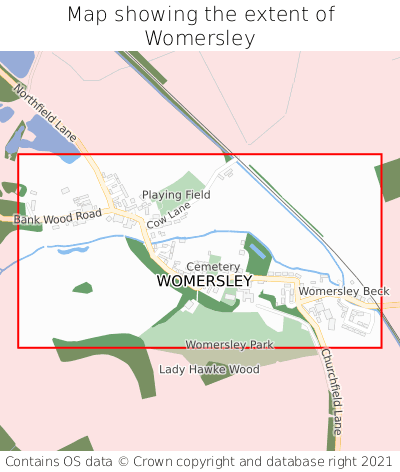 Map showing extent of Womersley as bounding box