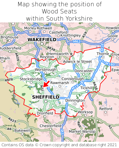 Map showing location of Wood Seats within South Yorkshire