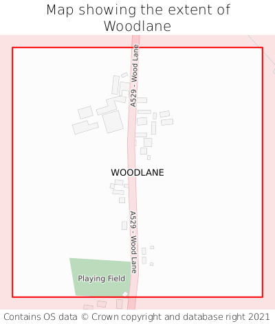 Map showing extent of Woodlane as bounding box