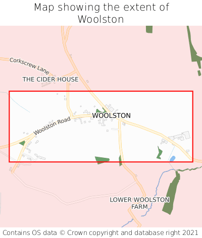 Map showing extent of Woolston as bounding box