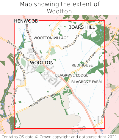 Map showing extent of Wootton as bounding box