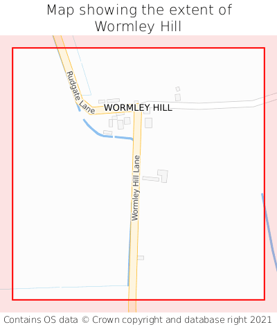 Map showing extent of Wormley Hill as bounding box