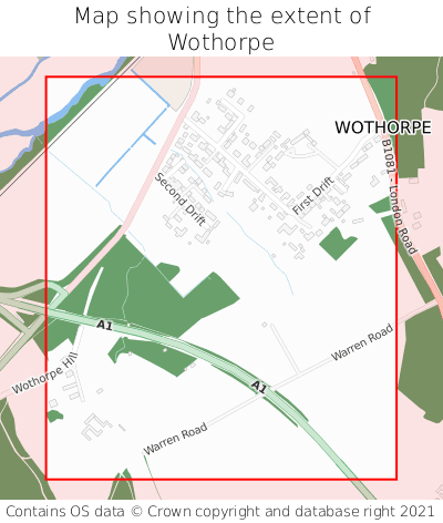 Map showing extent of Wothorpe as bounding box