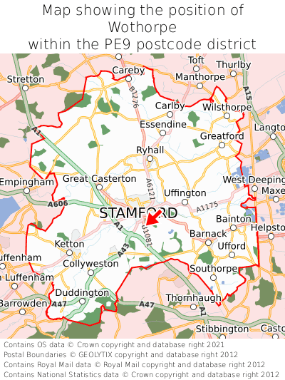 Map showing location of Wothorpe within PE9